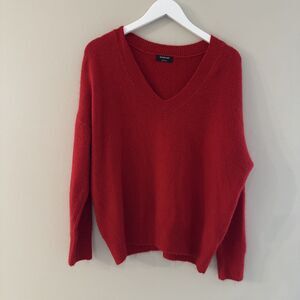 The Work Shop - Large- V-Neck Red Long Sleeve Sweater